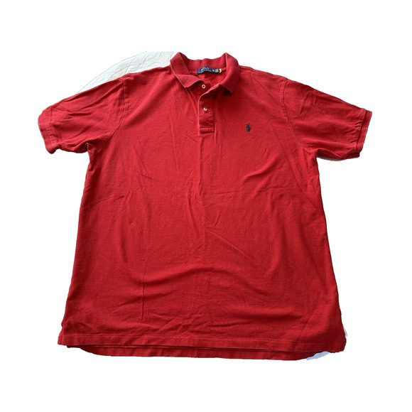 Polo Ralph Lauren, Golf Shirt Mens 2XLT Red w/Navy Blue Pony Preppy - Picture 1 of 12